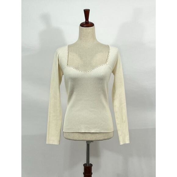 SEZANE Sz M Medium Ecru Maha Knit Top Jumper Sweater NWT - Picture 2 of 9